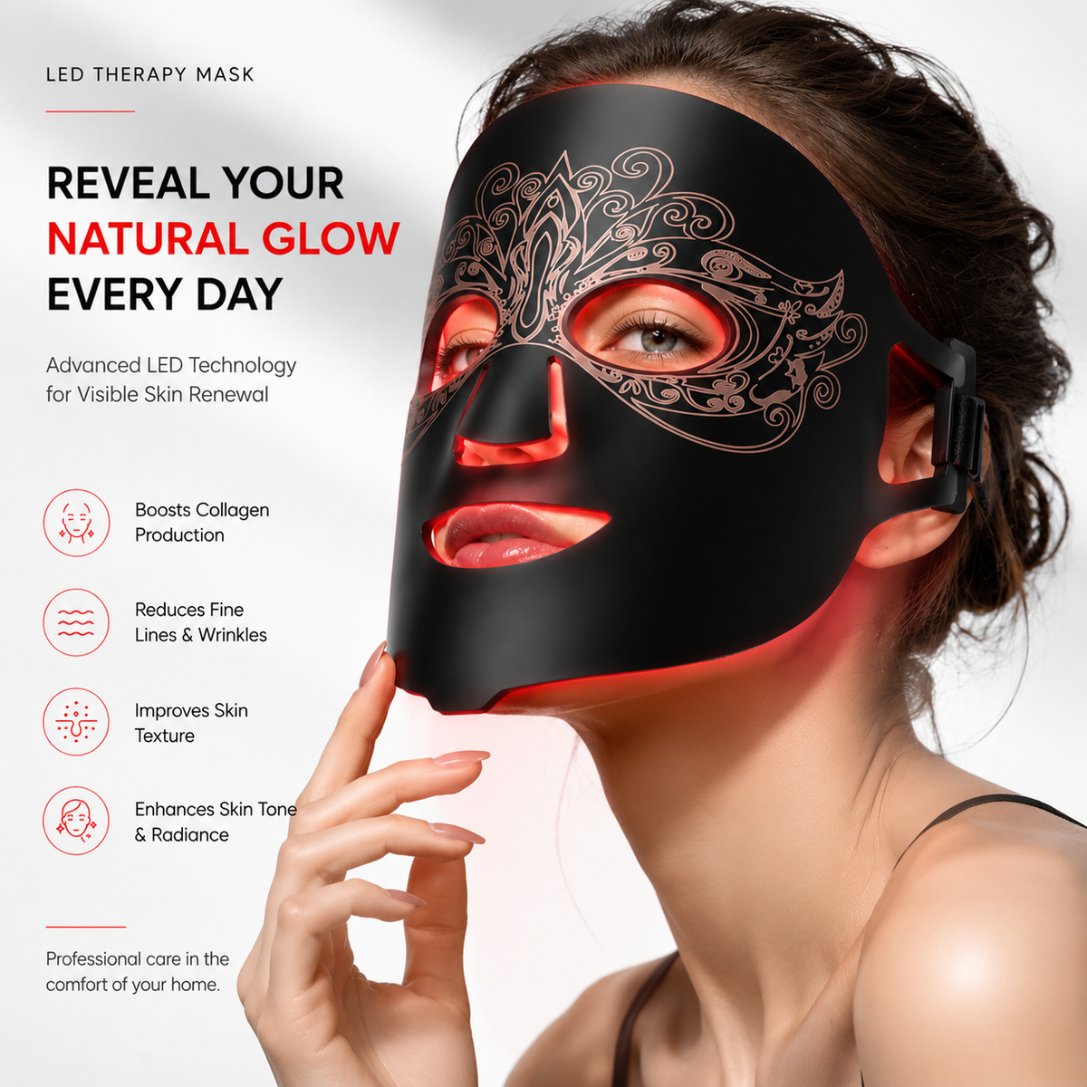 LED Light Therapy Face Mask for Brighter, Smoother-Looking Skin